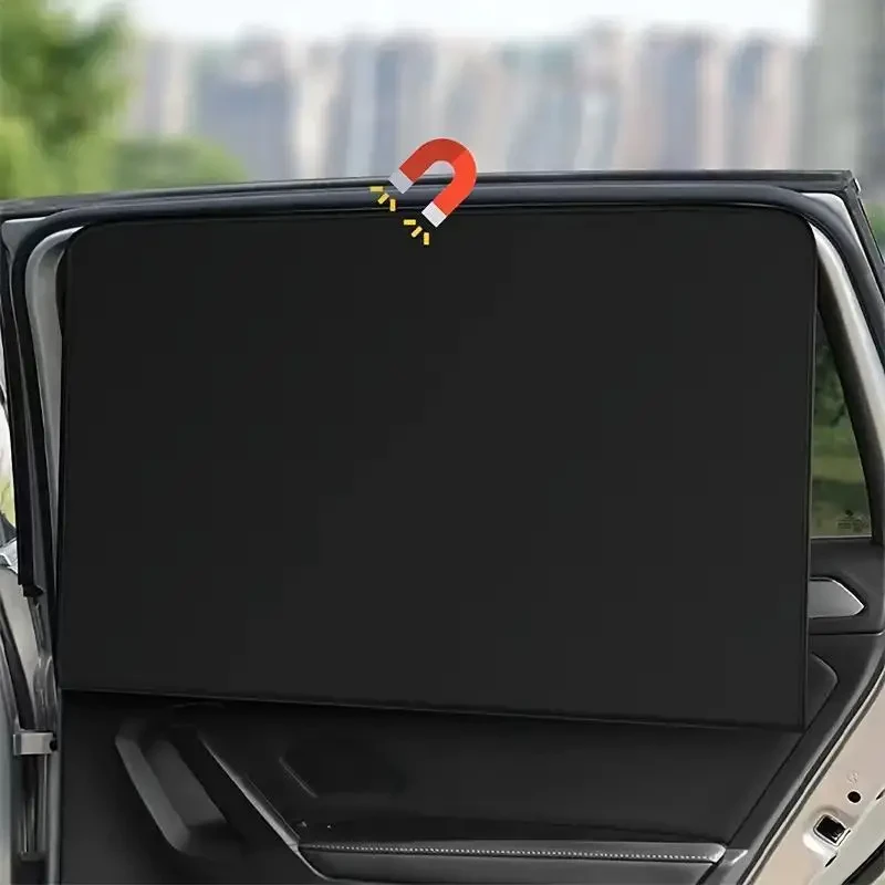 4-Piece Magnetic Car Side Window Sun Shades - Adjustable Roll-Up, UV Protection & Privacy