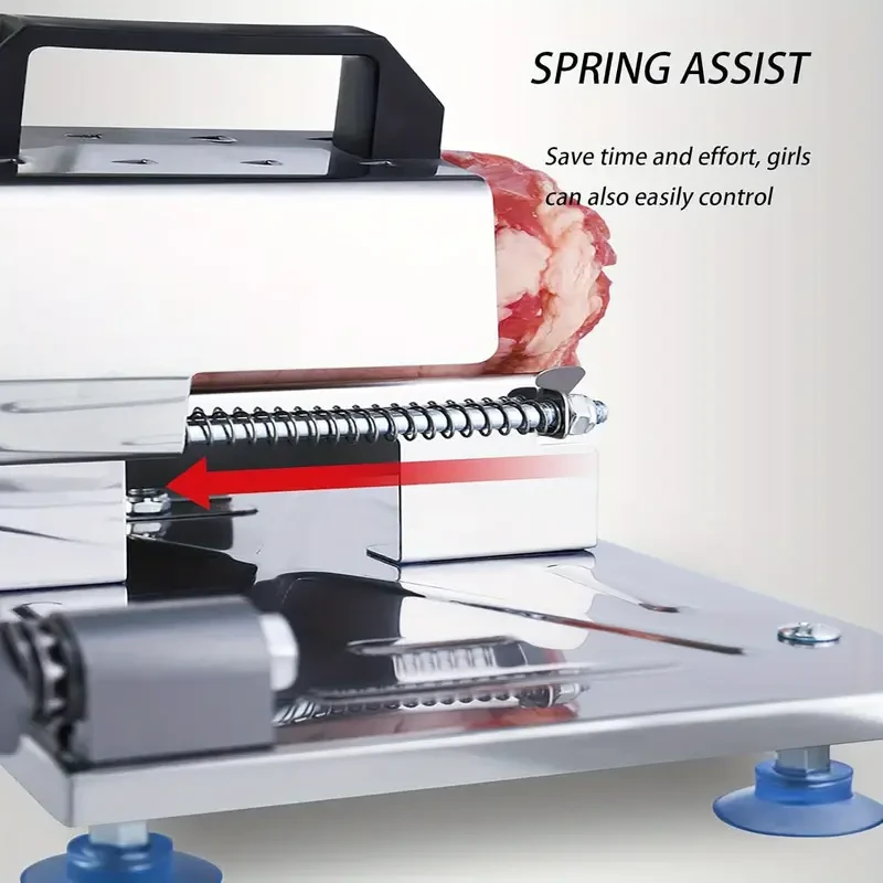 One-Piece Home Meat Slicer – Manual Stainless Steel Meat Cutter