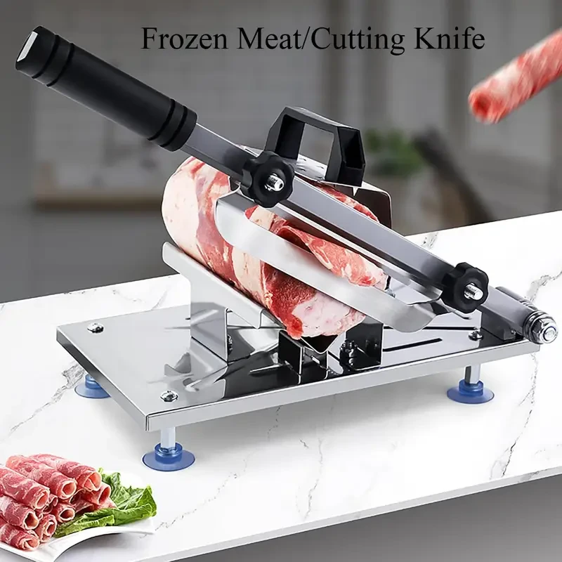 One-Piece Home Meat Slicer – Manual Stainless Steel Meat Cutter