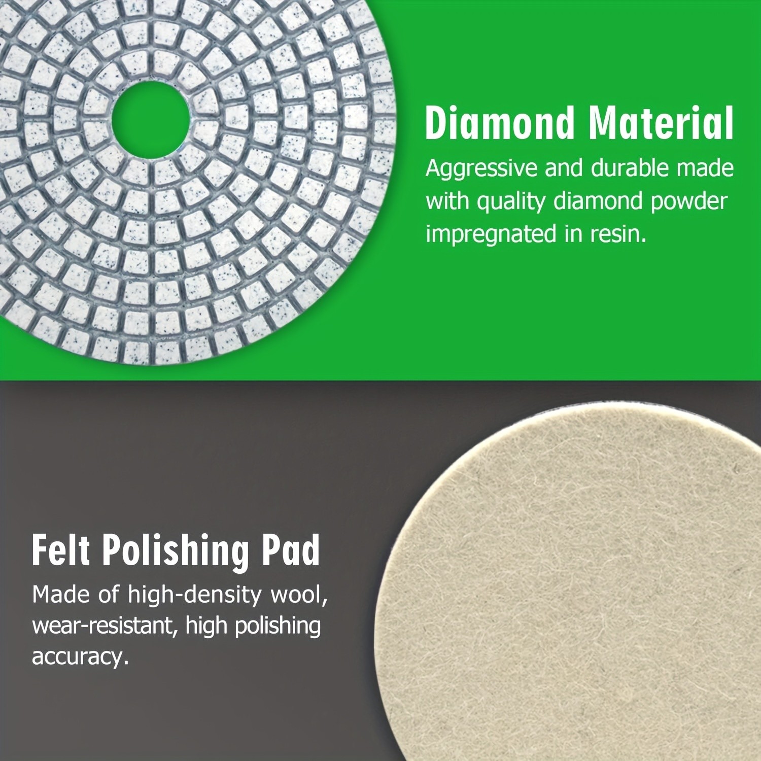 12pcs 4in Diamond Polishing Disc Set – Wet/Dry Grinding and Polishing Pads with 50-6000 Grit for Granite, Concrete, Marble, Stone Countertops, and Quartz Stone