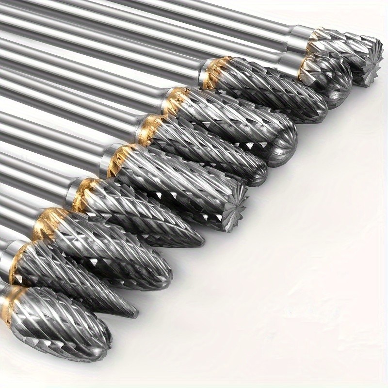 10pcs Tungsten Steel Burrs Set – Versatile Carving, Engraving, and Polishing Tool for Wood, Metal, and Stone – No Assembly Required!