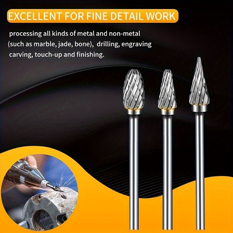 10pcs Tungsten Steel Burrs Set – Versatile Carving, Engraving, and Polishing Tool for Wood, Metal, and Stone – No Assembly Required!