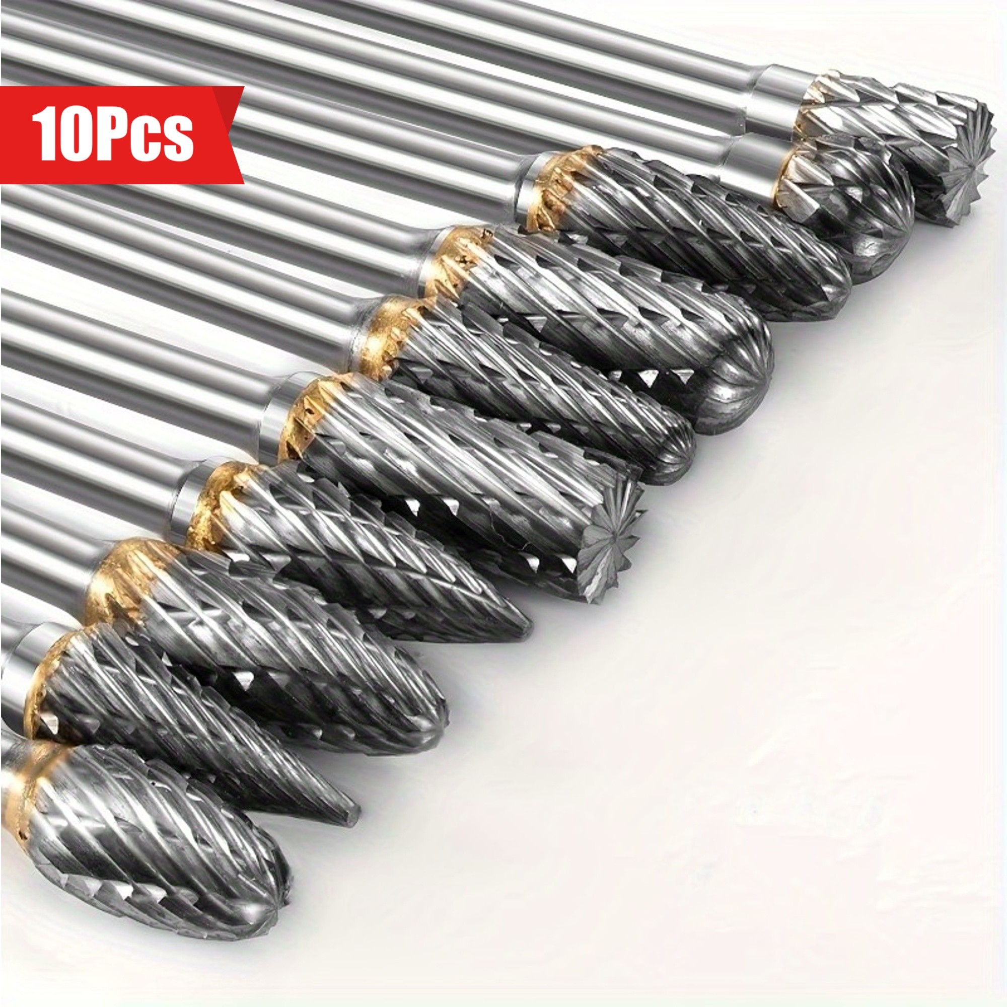 10pcs Tungsten Steel Burrs Set – Versatile Carving, Engraving, and Polishing Tool for Wood, Metal, and Stone – No Assembly Required!