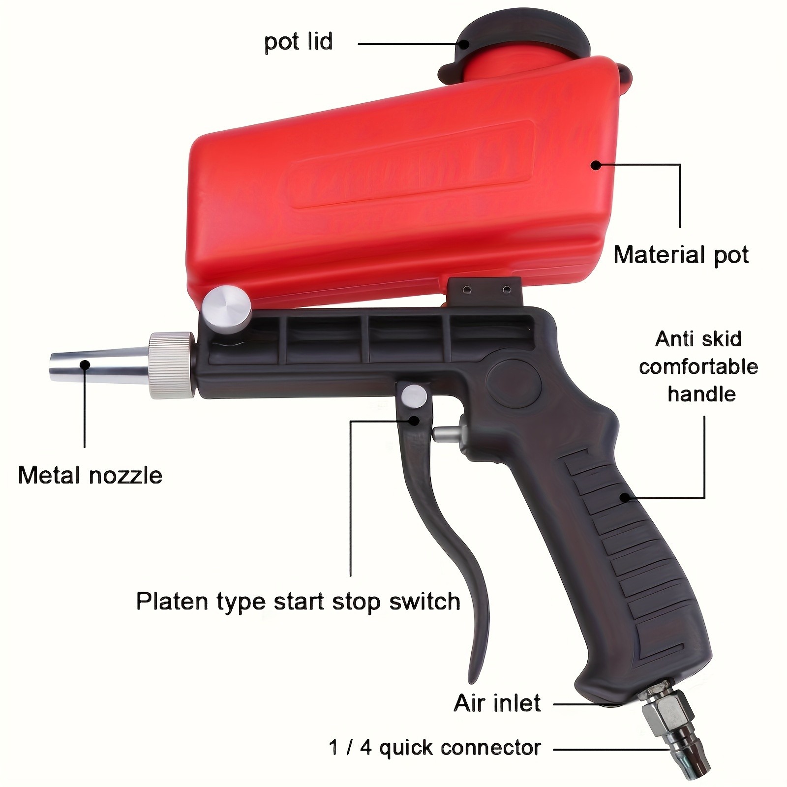 90psi Portable Gravity Sandblaster – High-Pressure Sand Removal Tool for Efficient Cleaning and Abrasive Blasting