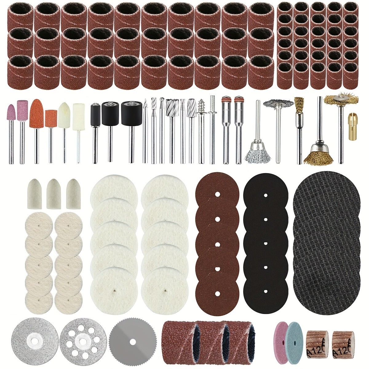 217Pcs Rotary Tool Accessories Kit – Comprehensive Set with Grinding Heads, Wool Wheels, Cutting Discs, and More for Versatile Cutting, Grinding, Carving, and Polishing