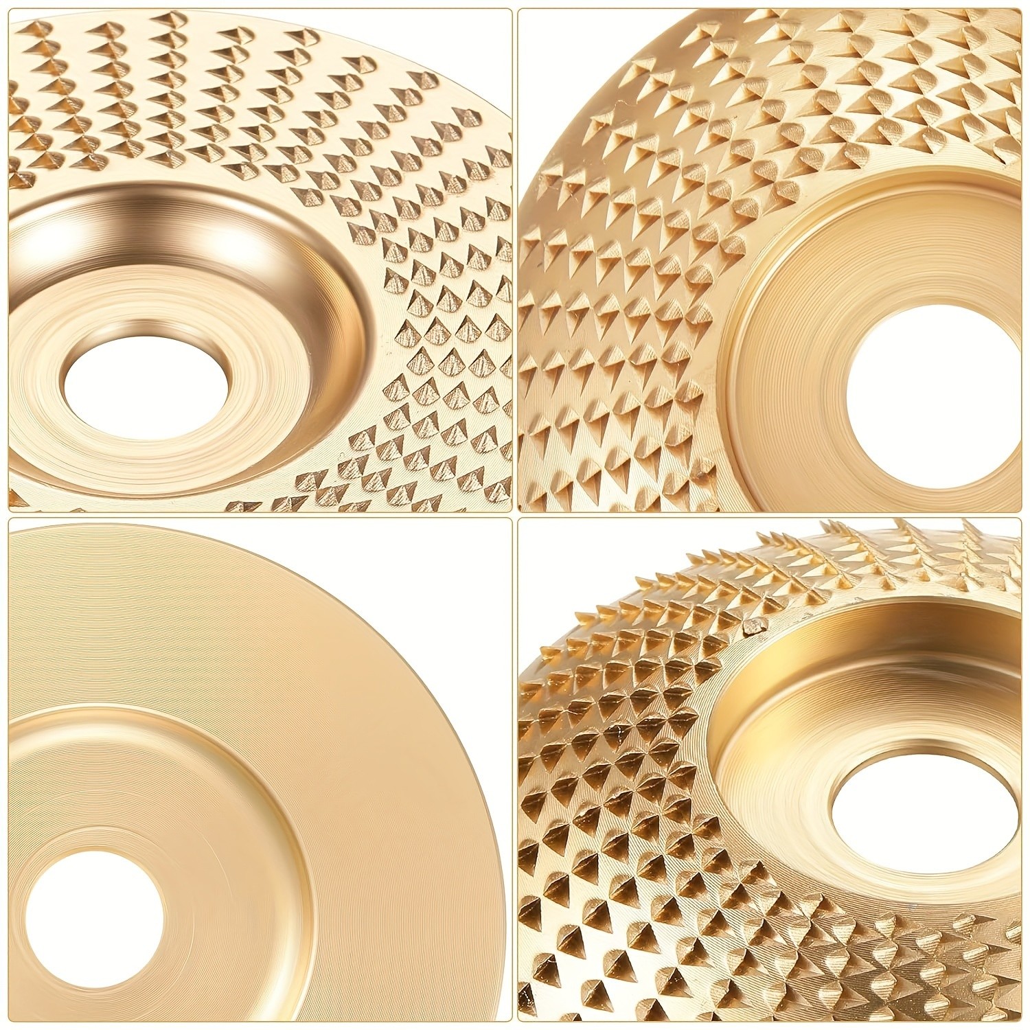 3pcs Wood Carving Disc Set – 4-1/2 Inch Attachments with 5/8 Inch Arbor – Grinding Wheel for Grinding and Shaping – Golden