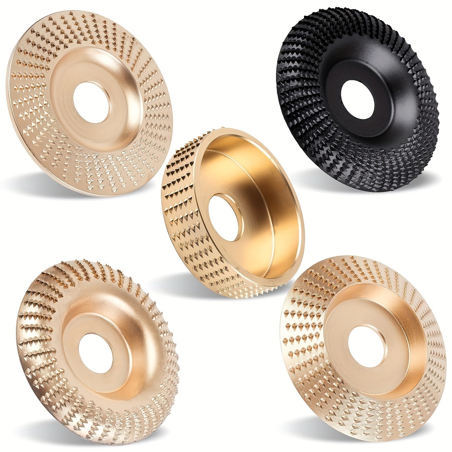3pcs Wood Carving Disc Set – 4-1/2 Inch Attachments with 5/8 Inch Arbor – Grinding Wheel for Grinding and Shaping – Golden