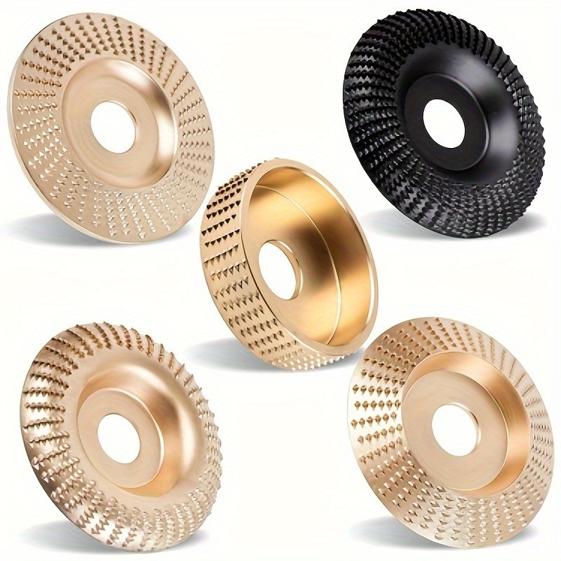 3pcs Wood Carving Disc Set – 4-1/2 Inch Attachments with 5/8 Inch Arbor – Grinding Wheel for Grinding and Shaping – Golden