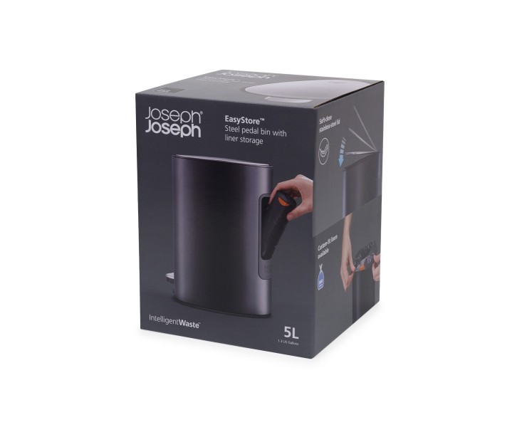 Easystore 5L Pedal Bin Matte - Black - Joseph Joseph