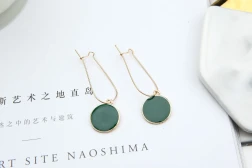 Korean Fashion Dripping Stud Earrings Green Circle