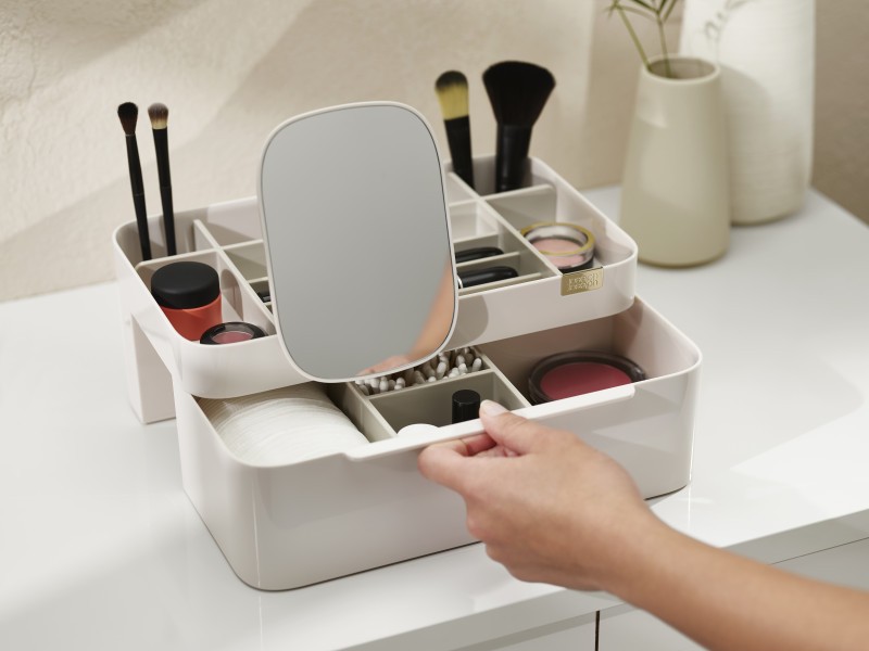Viva Large Cosmetic Organiser with Removable Mirror - Shell - Joseph Joseph