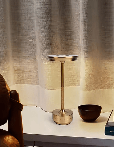 Ambience Aura Cordless LED Table Lamp Brushed Brass  - Tablekraft
