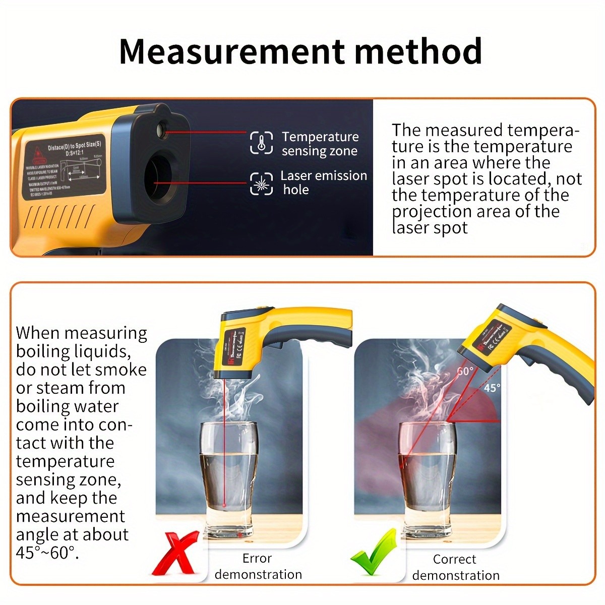 High-Precision Infrared Thermometer for Cooking, Grilling, and Engine Temperatures -58°F to 1022°F - Accurate and Easy to Use