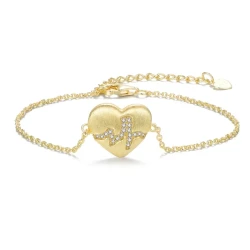 LOVANS 925 Sterling Silver Heart Charm Bracelet