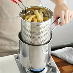 SENBOWE Stainless Steel Deep Fryer with Perforated Basket