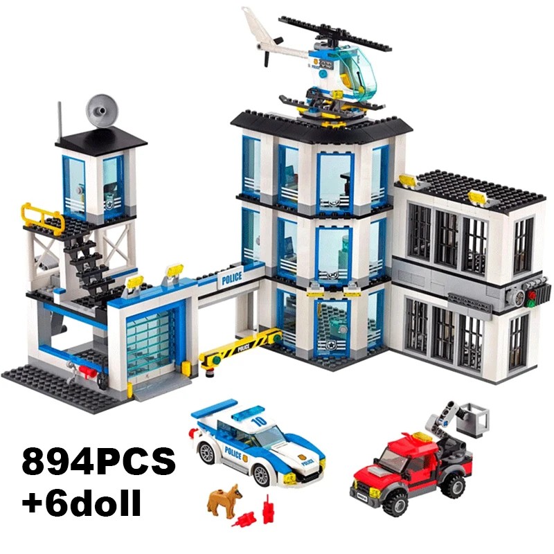 City Police Station Guard Building Blocks 60141 – Helicopter, Car, SWAT Prison, Figures, Bricks Educational