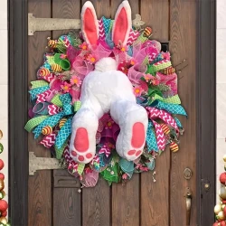 Electric Easter Bunny Wreath with Thief Ears