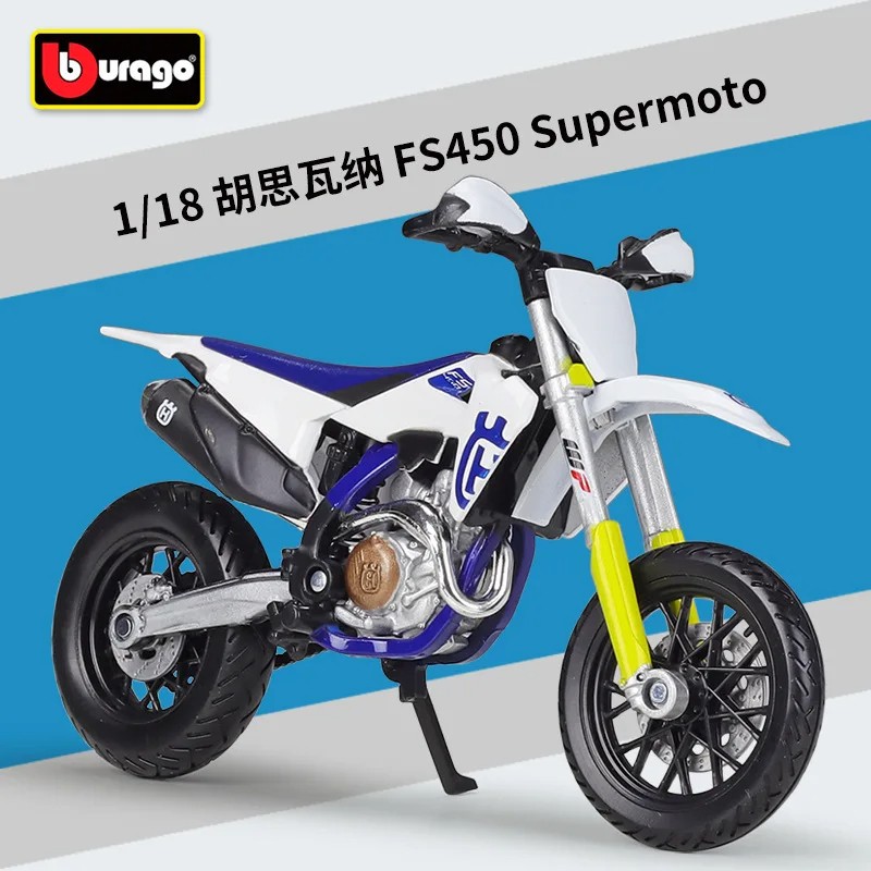 Bburago 1:18 Husqvarna FS450 Supermoto Model Car – Diecast Alloy Motorcycle Toy