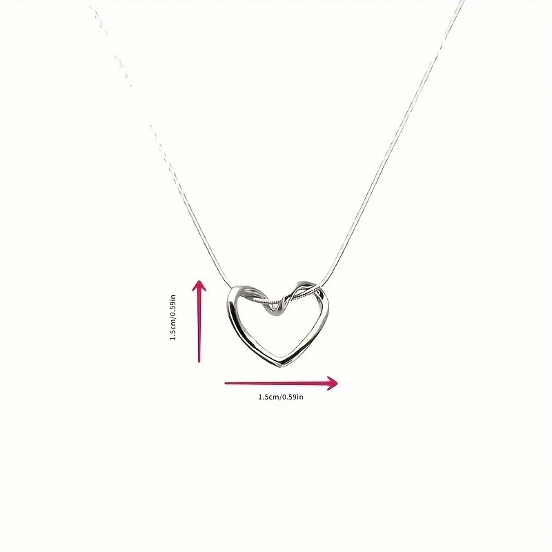 A Delicate Hollowed-out Peach Heart-shaped Minimalist Collarbone Pendant Necklace – The Perfect Gift for Ladies