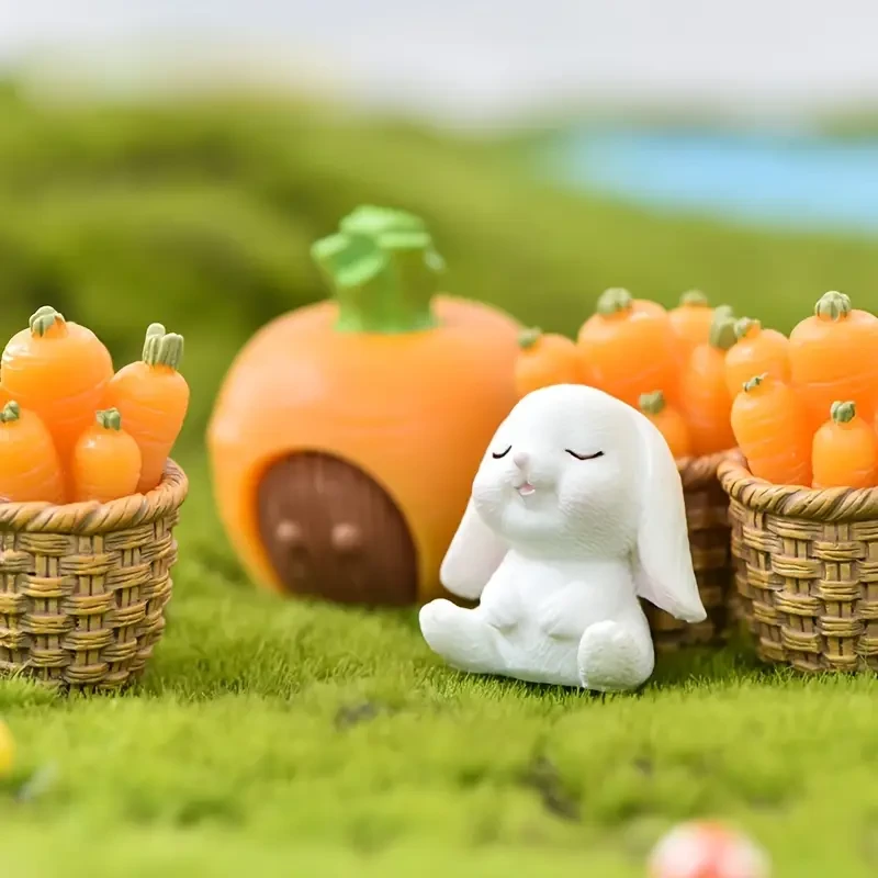 Classic Style Plastic Cartoon Rabbit Miniatures for Tabletop Decor