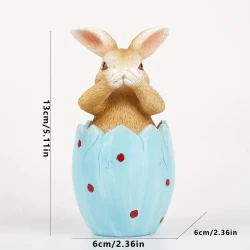 Charming Blue Silent Easter Bunny Resin Statue