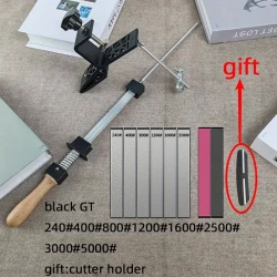 Black GT Kitchen Tool Accessories Fixed Angle Sharpener with Fine Sharpening Stone