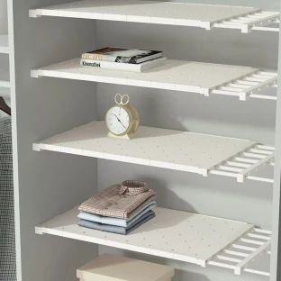 Expandable Closet Tension Shelf Storage Rack for Wardrobe Kitchen Bathroom