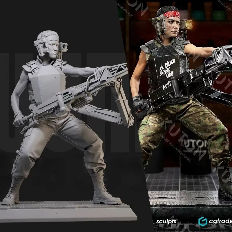1/24 Scale Resin Figure Assembly Model Kit – Female Special Forces Fantasy Diorama Toy