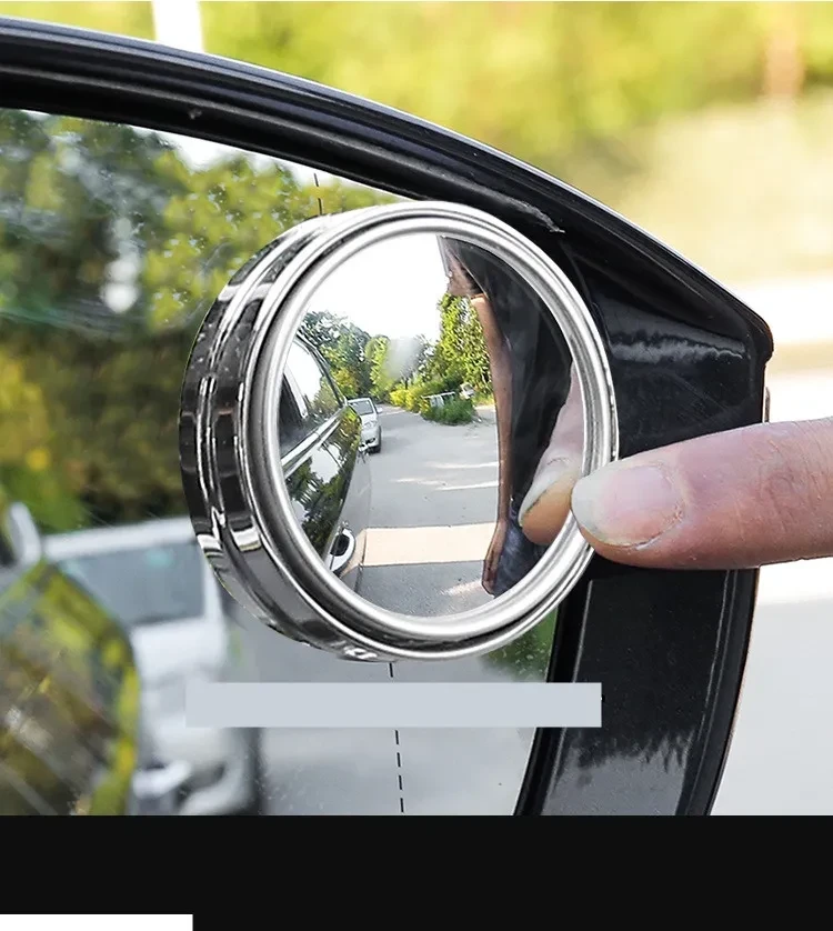 2 Pcs Car Round Frame Convex Blind Spot Mirror