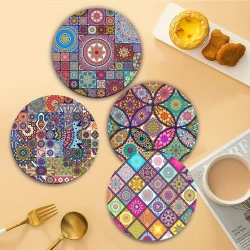 4pcs Mandala Wooden Placemats Set